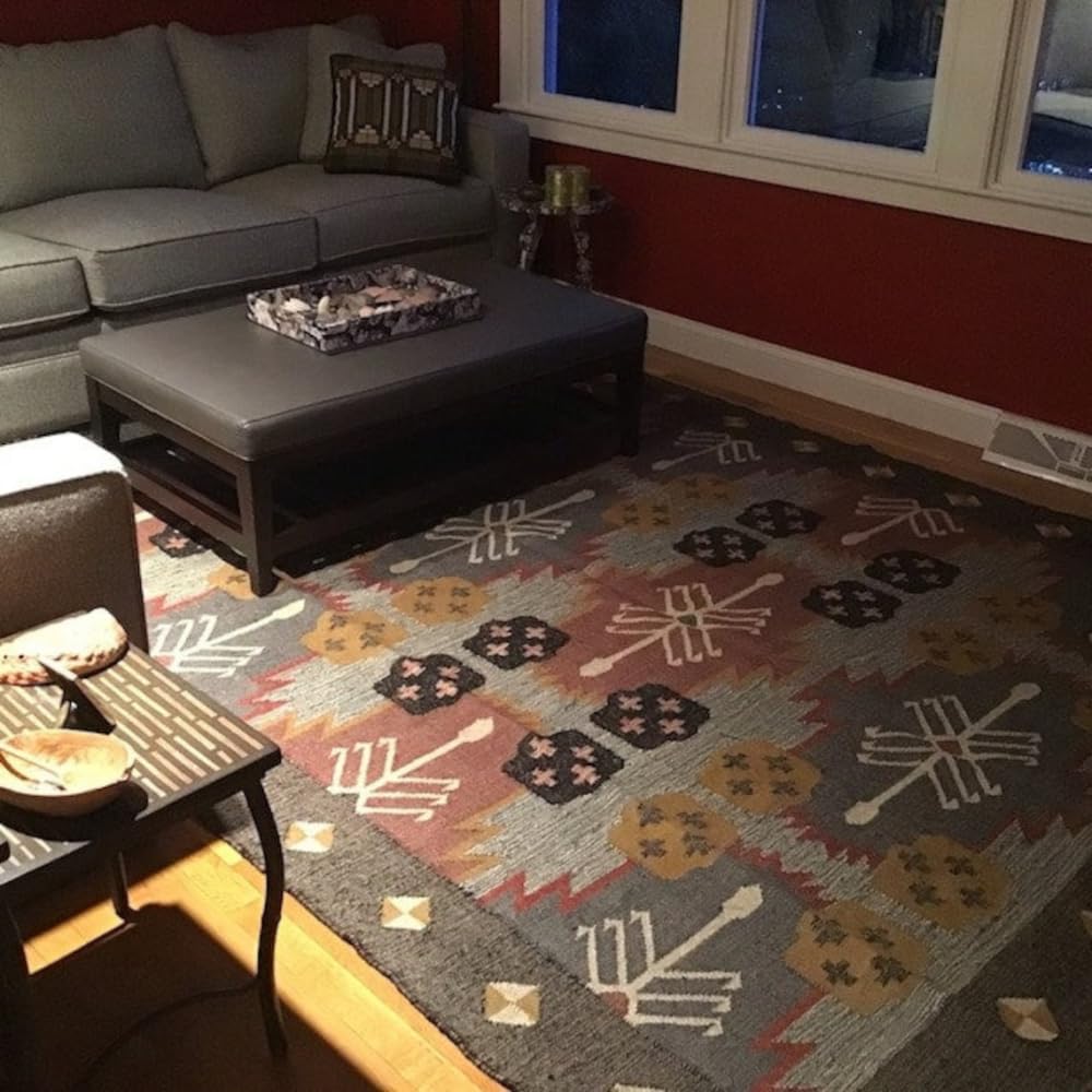 Jute Wool Area Rug - 8x10 - Aesthetic Modern Living Reversible Rectangular & Runner Rugs for Bedroom, Dinning Room, Kitchen, Hallway, Entryway, Living Room (5x6 Ft (150x180 cm))