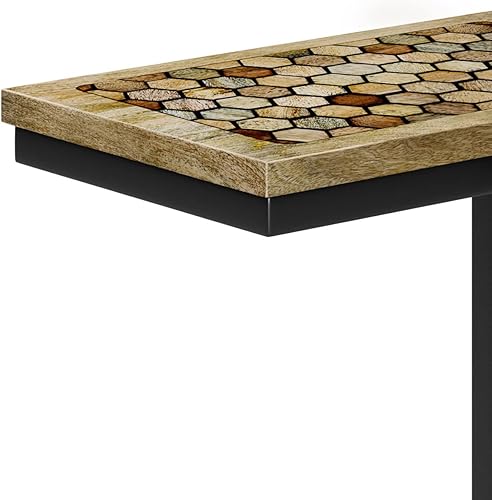Miniatura 5 de SIMPLIHOME Davisville - Mesa auxiliar rectangular estilo bohemio C de madera maciza de mango de 11 pulgadas de ancho, totalmente montada para sala