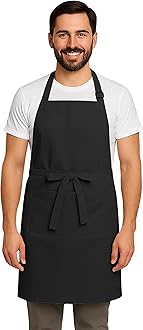 CRASOME Apron for Kitchen | Unisex Cooking Apron with 2 Pockets and Adjustable Straps | Apron for Chef, Hotel, Cafe, Restaurant, Gardening, Workshop