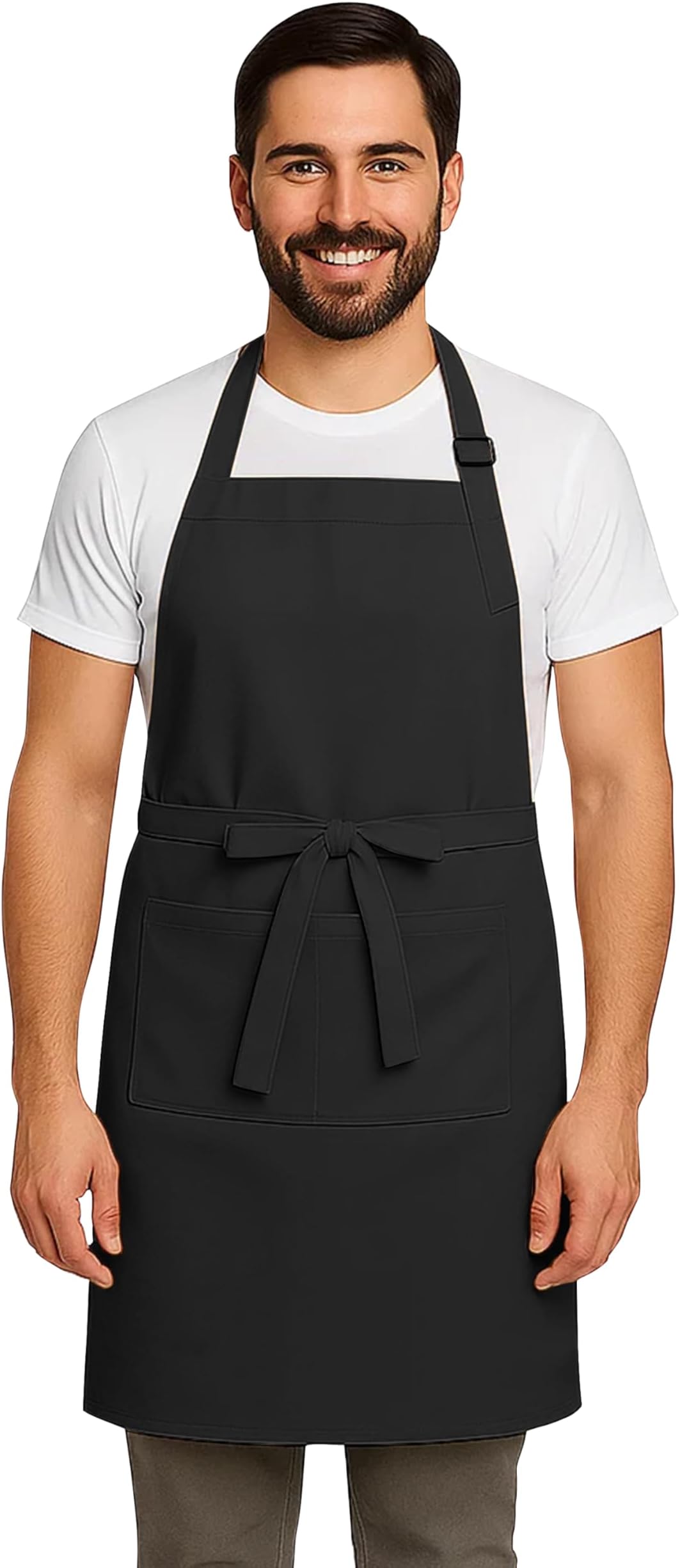 CRASOME Apron for Kitchen | Unisex Cooking Apron with 2 Pockets and Adjustable Straps | Apron for Chef, Hotel, Cafe, Restaurant, Gardening, Workshop