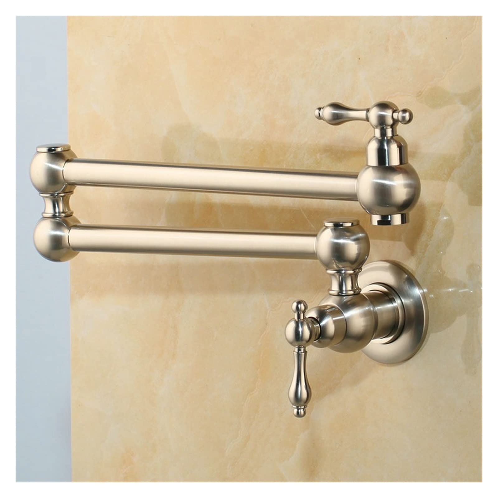 Bronze Black Nickel Pot Filler Double Joint Spout Folding Stretchable Swing Arm Wall Mounted Brass Kitchen Faucet Tap,Durability(Brushed Nickel)