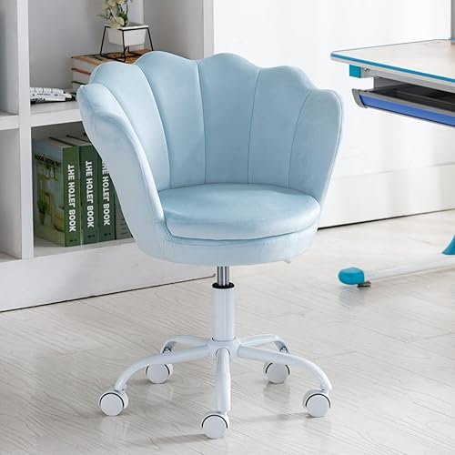 Miniatura 8 de Linda silla de escritorio para niños, silla de trabajo ajustable de terciopelo, silla giratoria de tocador, silla de computadora para dormitorio de