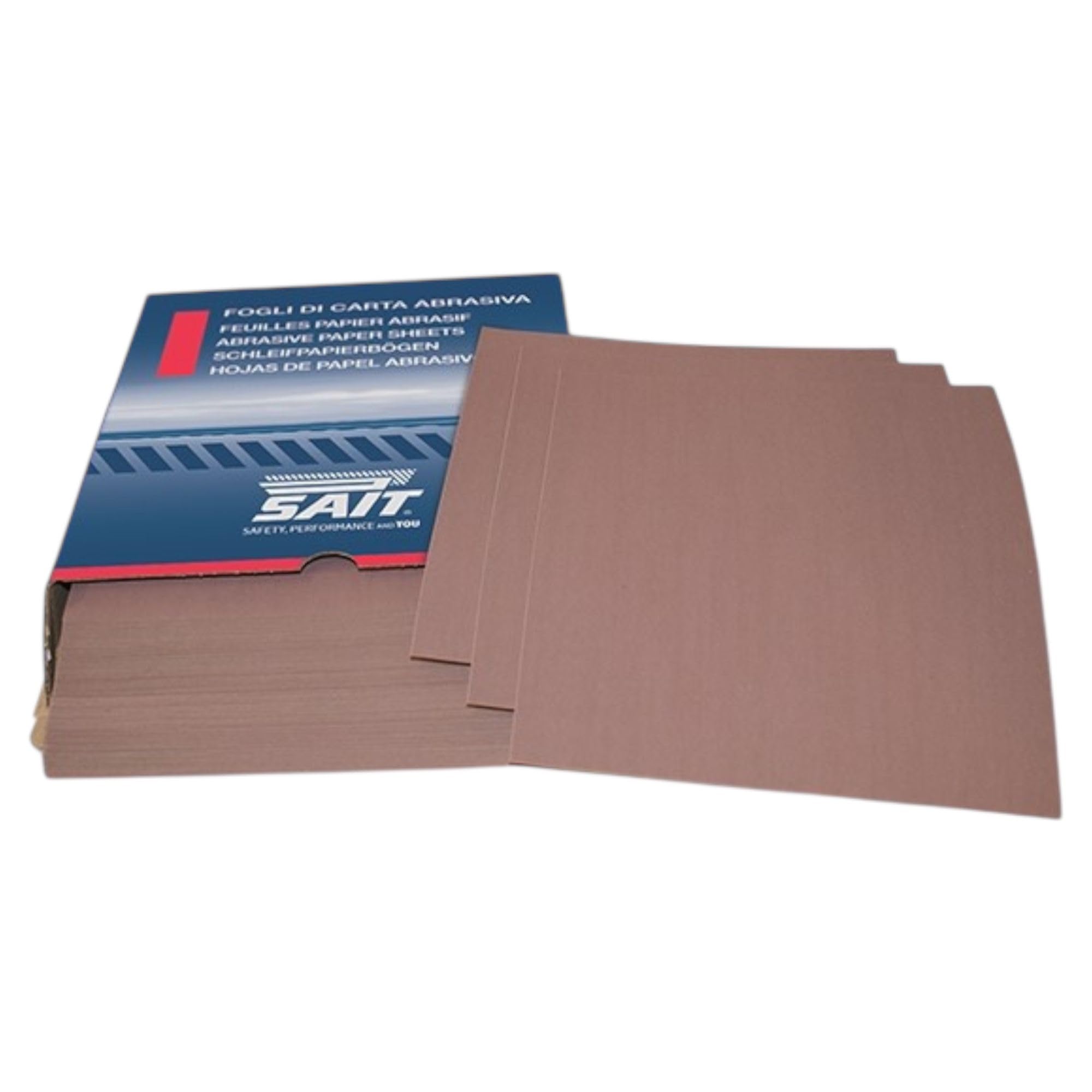Sait Fogli di Carta Abrasiva S-Saitac 4S, 230 mm x 280 mm, Grana 240, Rivestimento in Ossido di Alluminio, 100 Pezzi