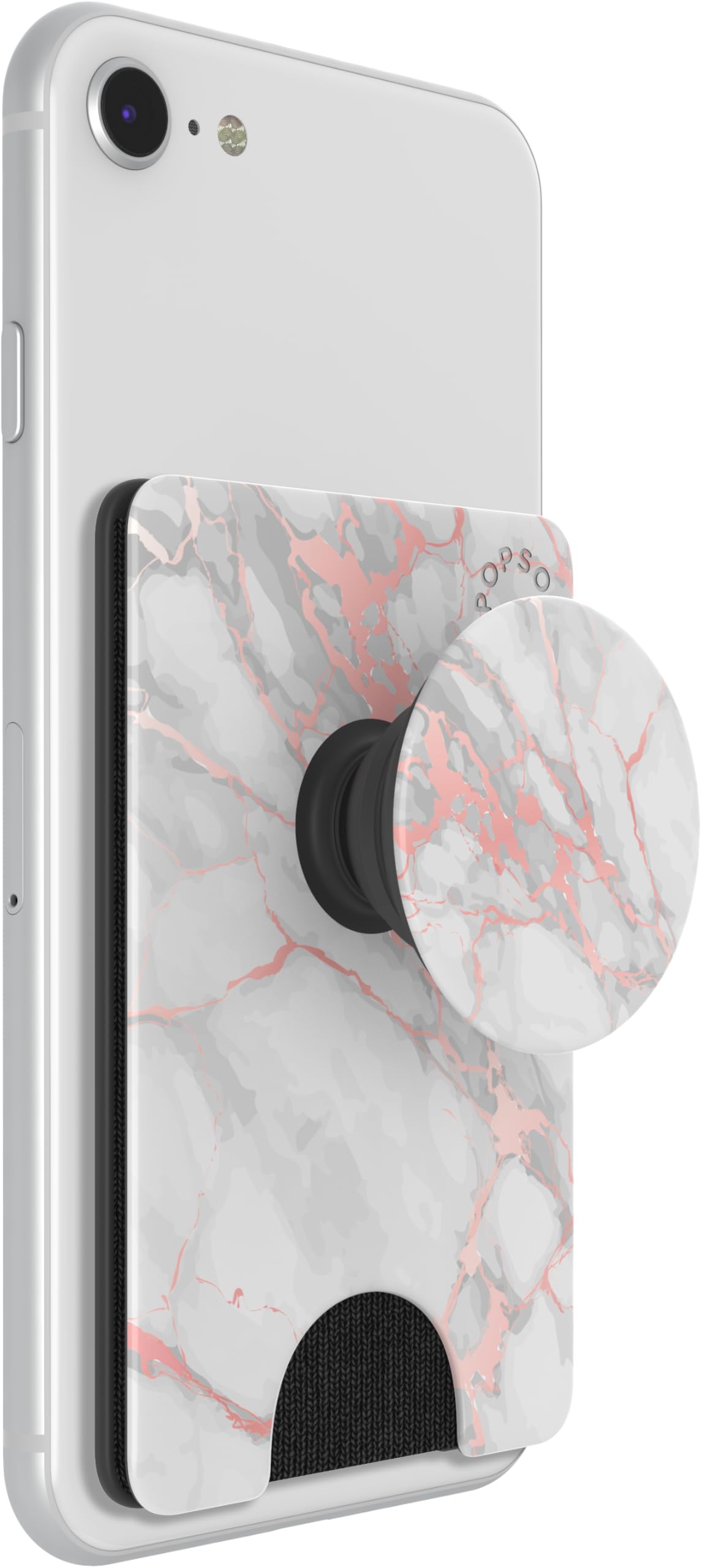 PopSockets Popwallet+ with Integrated Swappable PopTop - Rose Gold Lutz Marble