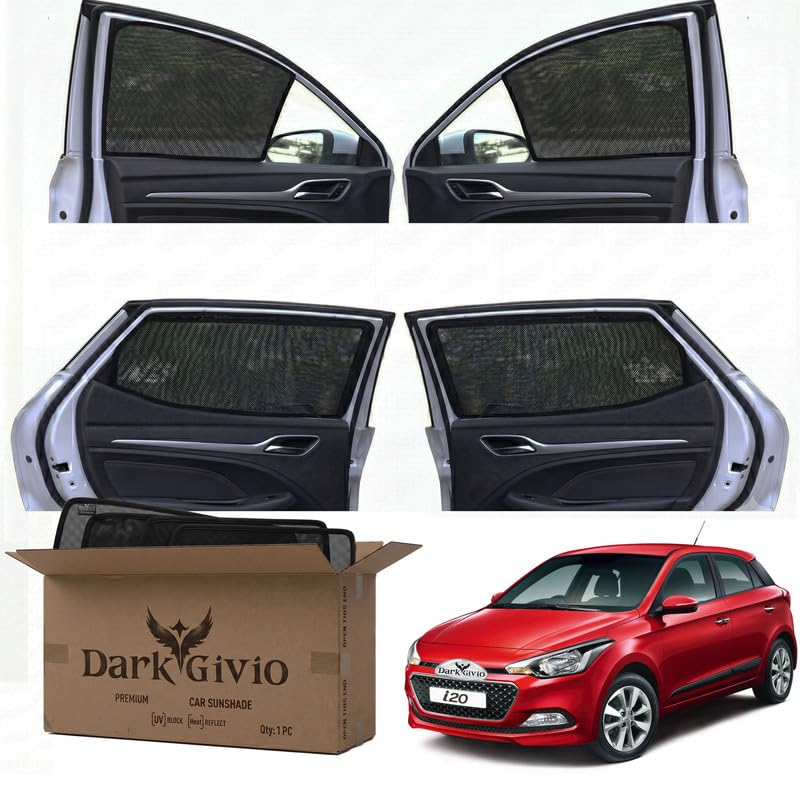 Image of Car Window Sun Shade Protector for I 20 Elite | Exact Fit Non-Magnetic Half Cut Sunshade (Set of 4 /6) | UV Blocker Side Window Car Curtains & Interior Accessory
