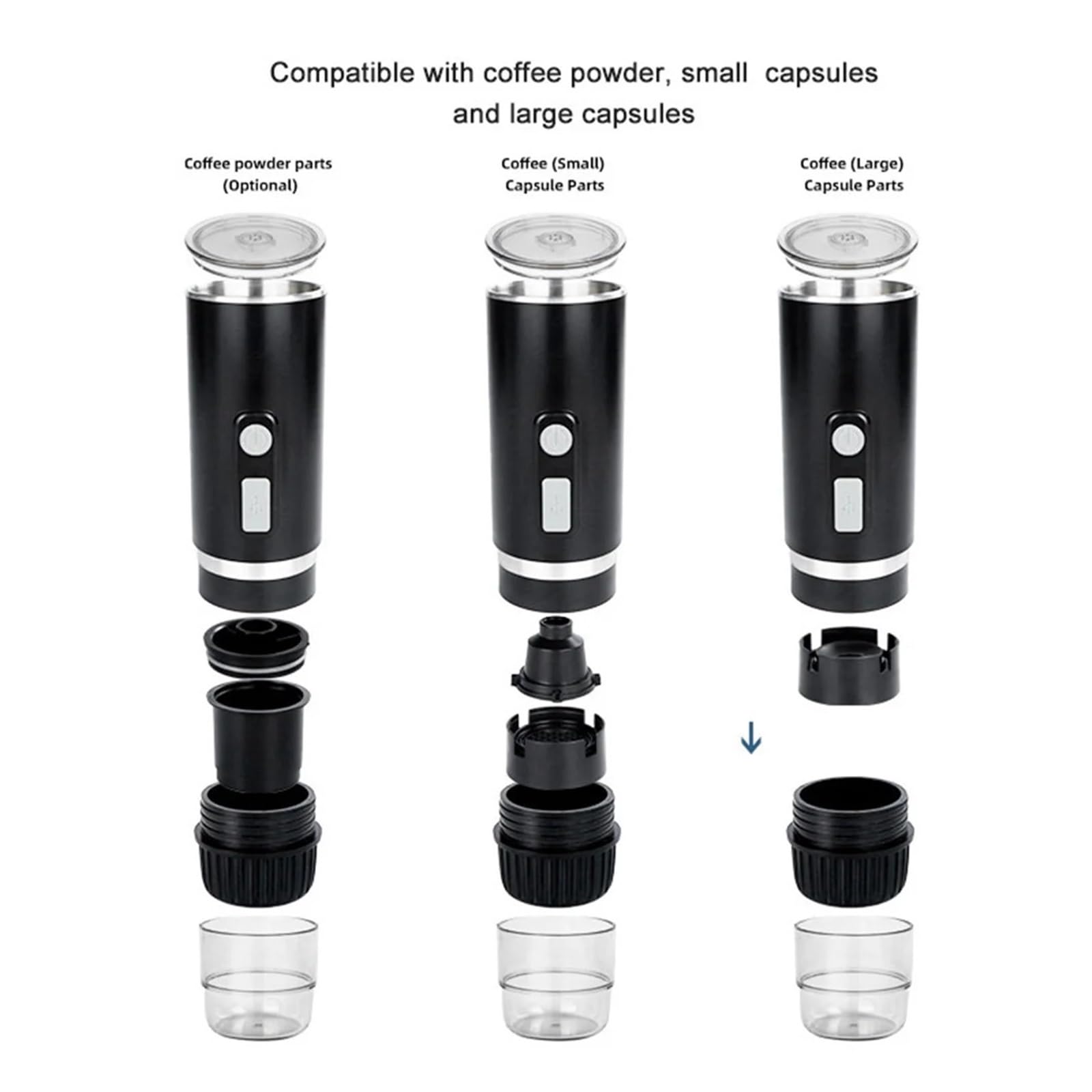Macchina da Caffè Espresso Portatile, Macchina da caffè da viaggio for campeggio, macchina da caffè espresso portatile completamente automatica mini for capsule grandi e piccole per viaggi, campeggio