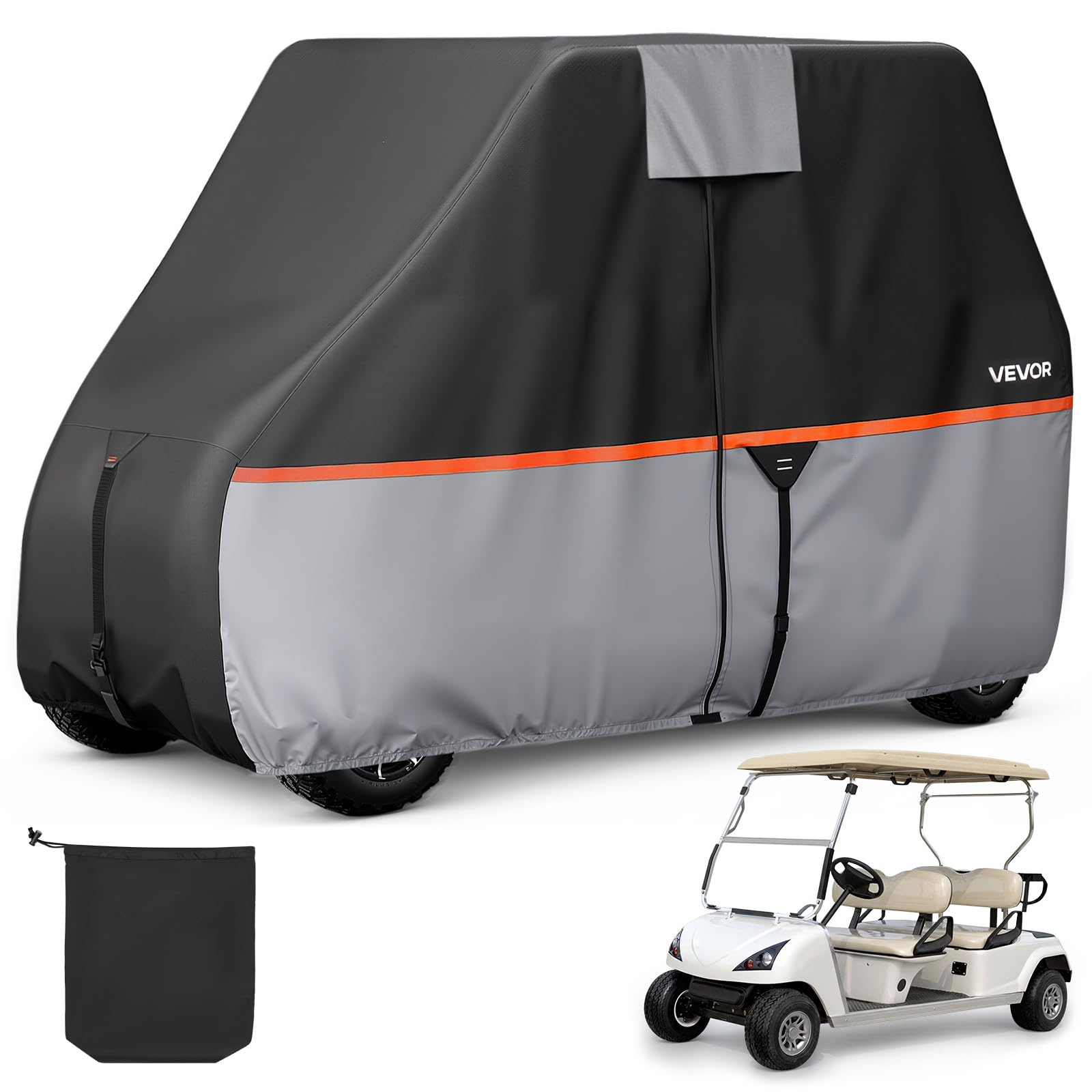 VEVOR Copertura di Protezione da Esterno per Carrello da Golf Copertura Completa con Tessuto Oxford 420D Impermeabile per Golf Cart da 2 o 4 Posti Compatibile con Yamaha EZGO Club Car Honda