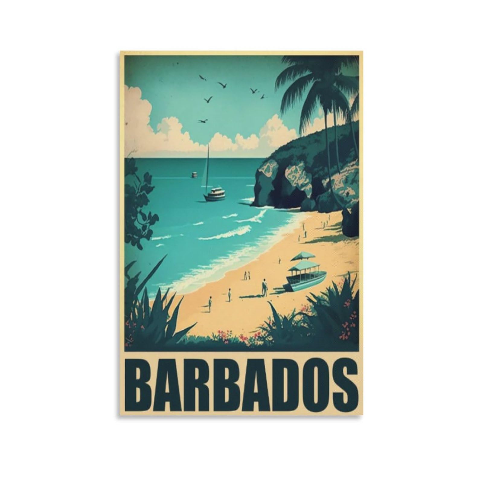 Barbados Beach Vintage Travel Posters Landscape 08x12inch(20x30cm) Wall Art Picture Print Canvas Art Poster Modern Family Bedroom Decor Posters