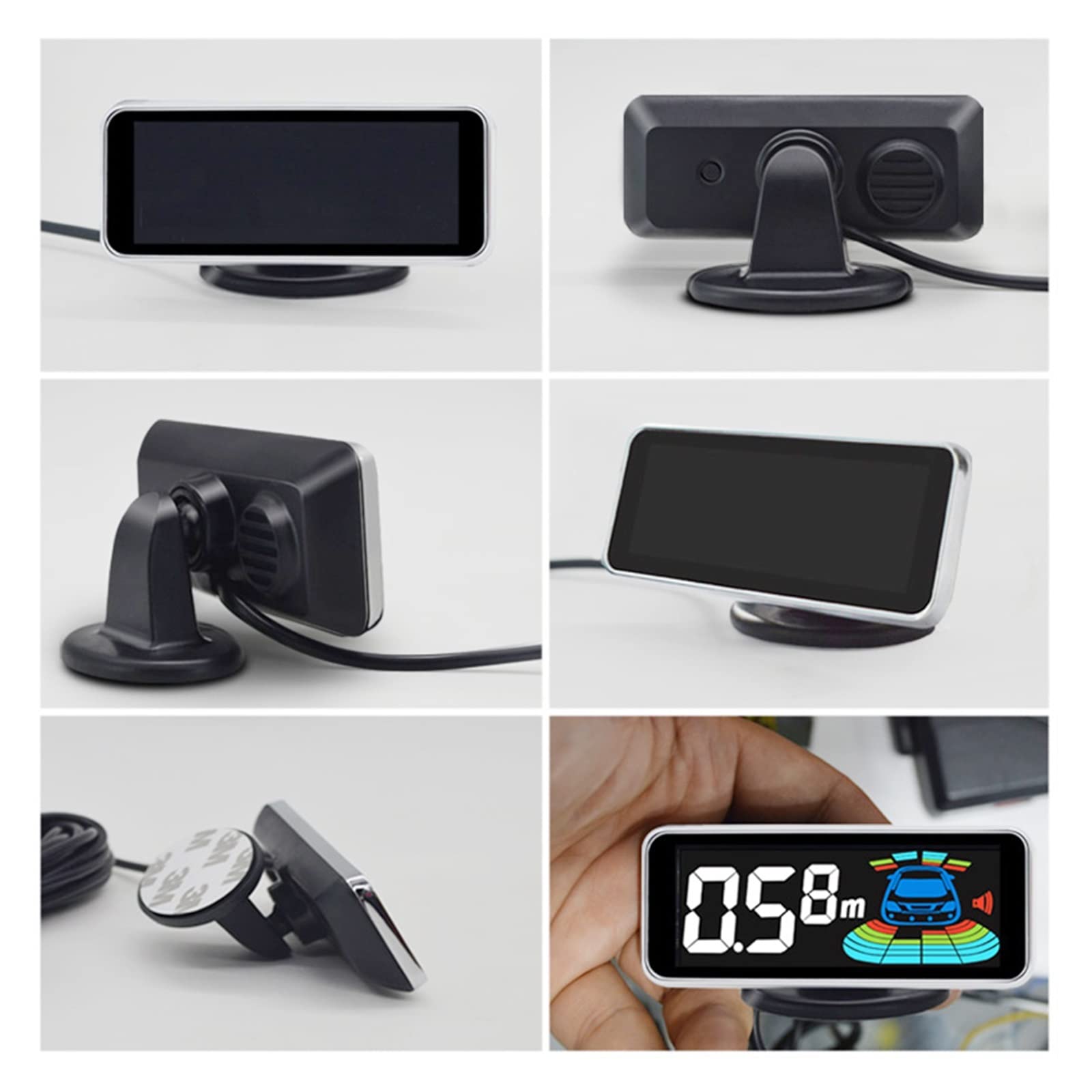 Kit Capteur Stationnement Voiture 4 Système Radar Recul Arrière Véhicule Automatique Détecteur D'assistance Sonnerie Vocale Inversion Parktronic Car Parking Sensors(Grey)