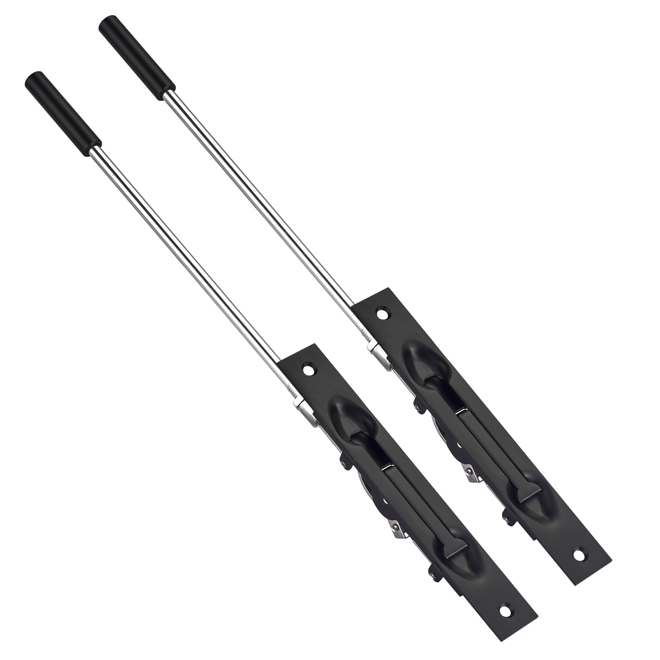 TOGU 2 Pack BGC 15" Solid Stainless Steel Lever Extension Flush Bolt For Metal Doors,Flush Mount Extension Bolt For Commercial Applications,Store,School,Office,Matte black