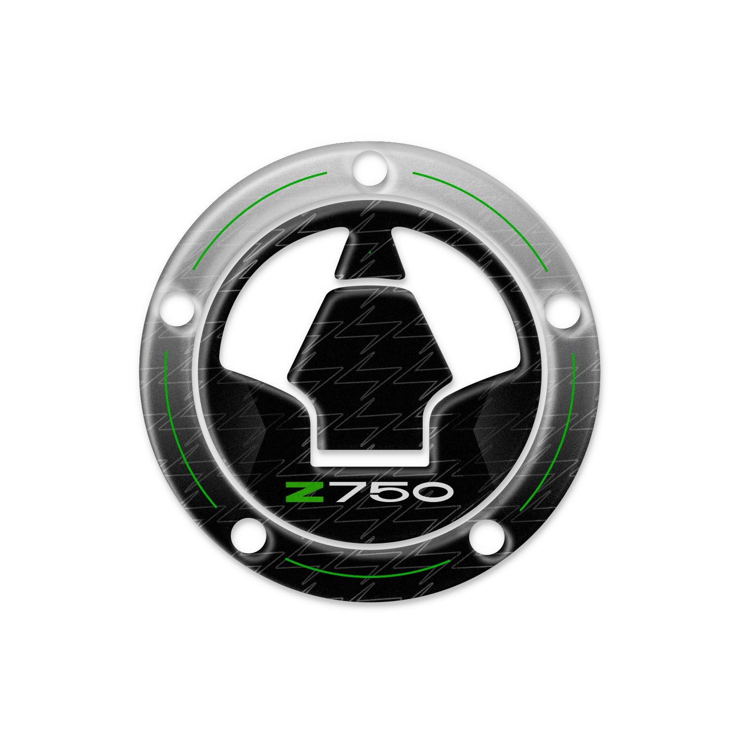 Autocollant résine 3D bouchon essence Kawasaki Z750 anti-rayure Pearl Stardust White