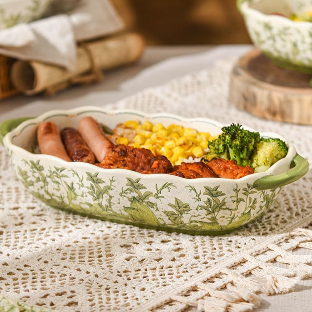 Naczynie Do Pieczenia 10-calowa, 500 ml, ceramiczna forma do pieczenia z podwójnym uchwytem w kształcie konwalii, prostokątna, użytku domowego