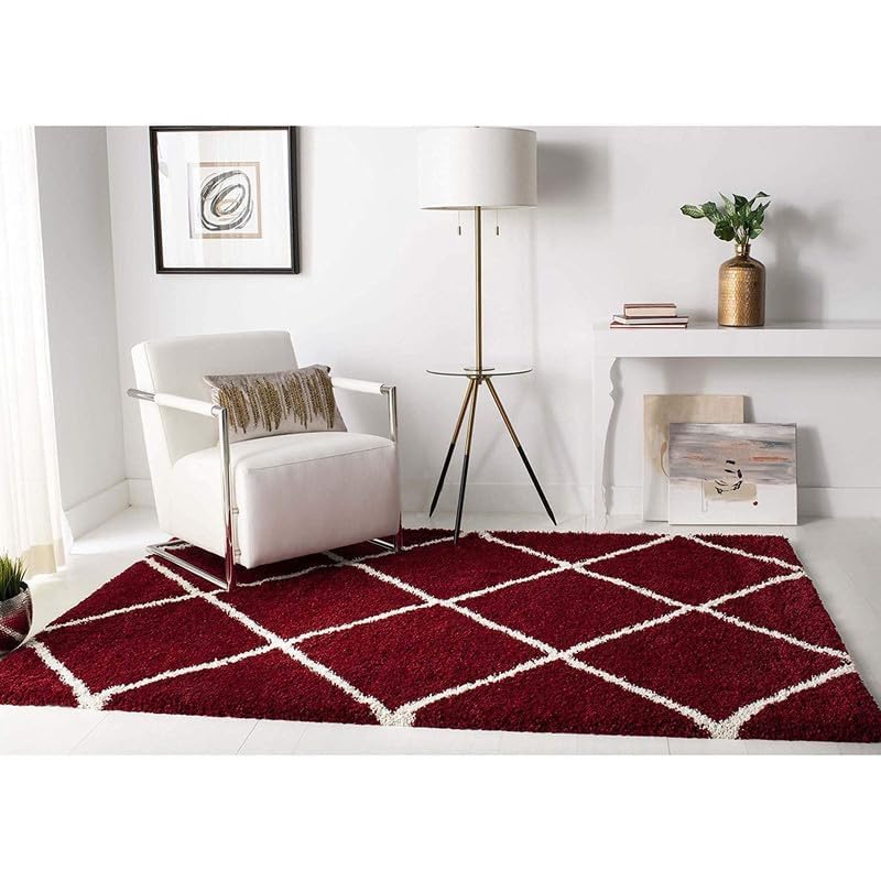Image of Shaggy Rugs 3X5 FEET Soft and Cozy Carpet for Living Room & Hall, Bedroom, and Kids Room Non-Slip, High Pile, Machine Washable, Perfect for Any Room (Red Maro)
