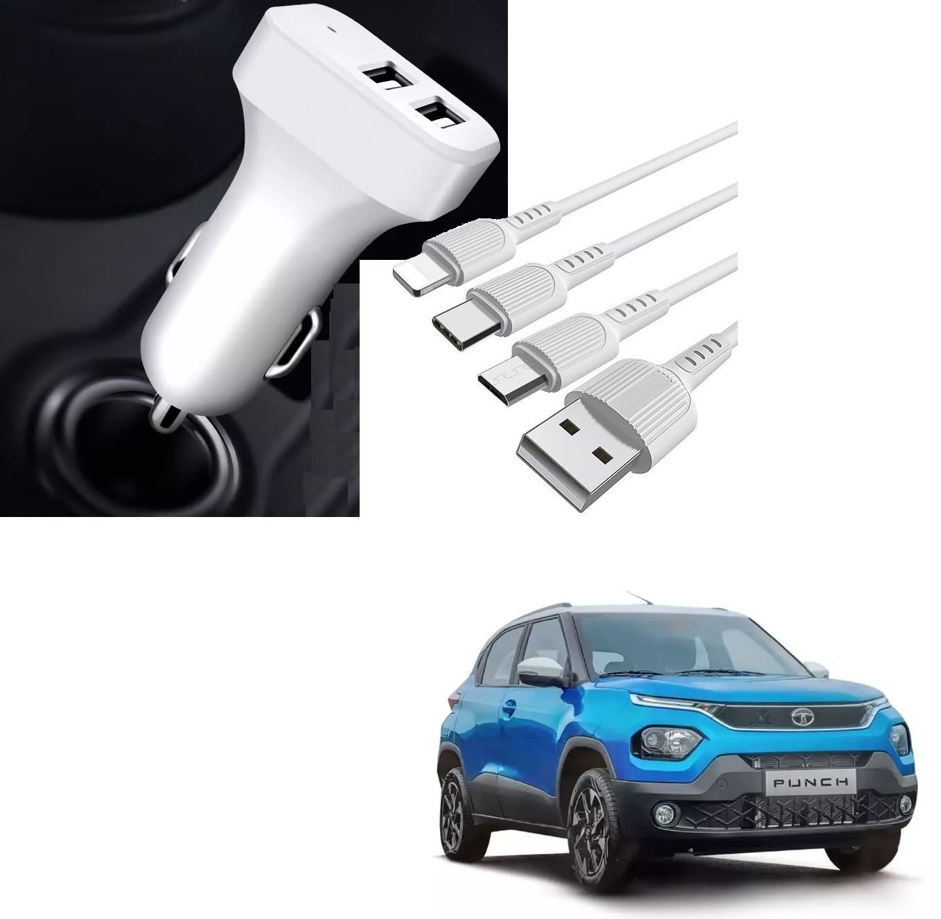 Auto Addict 2 Ports Fast Car Charger with 3 in 1 Cable (Turbo Charger,Dual USB) for Cars (B0B68VPMKZ) Amazon Price History, Amazon Price Tracker