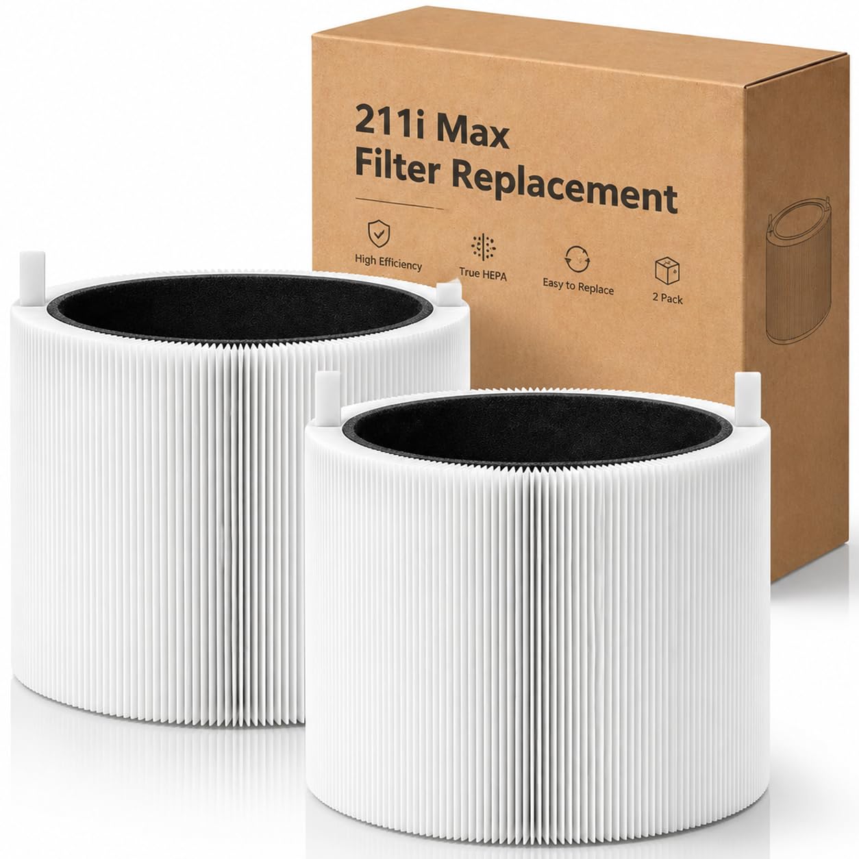 Photo 1 of 2 Pack 211i Max Replacement Filter Compatible with Blueair Blue Pure 211i Max Air Purifier. Blue Pure F2MAX, 3-in-1 H13 Ture HEPA and High-Efficiency Activated Carbon Filters, Replacement Part #F2MAX