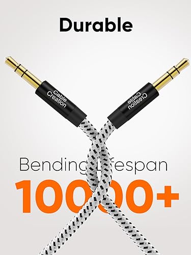 Miniatura 51 de CableCreation Cable auxiliar largo (20 pies/19.7 ft), cable de audio de 0.138 in macho a macho, cable auxiliar trenzado de alta fidelidad de 1/8