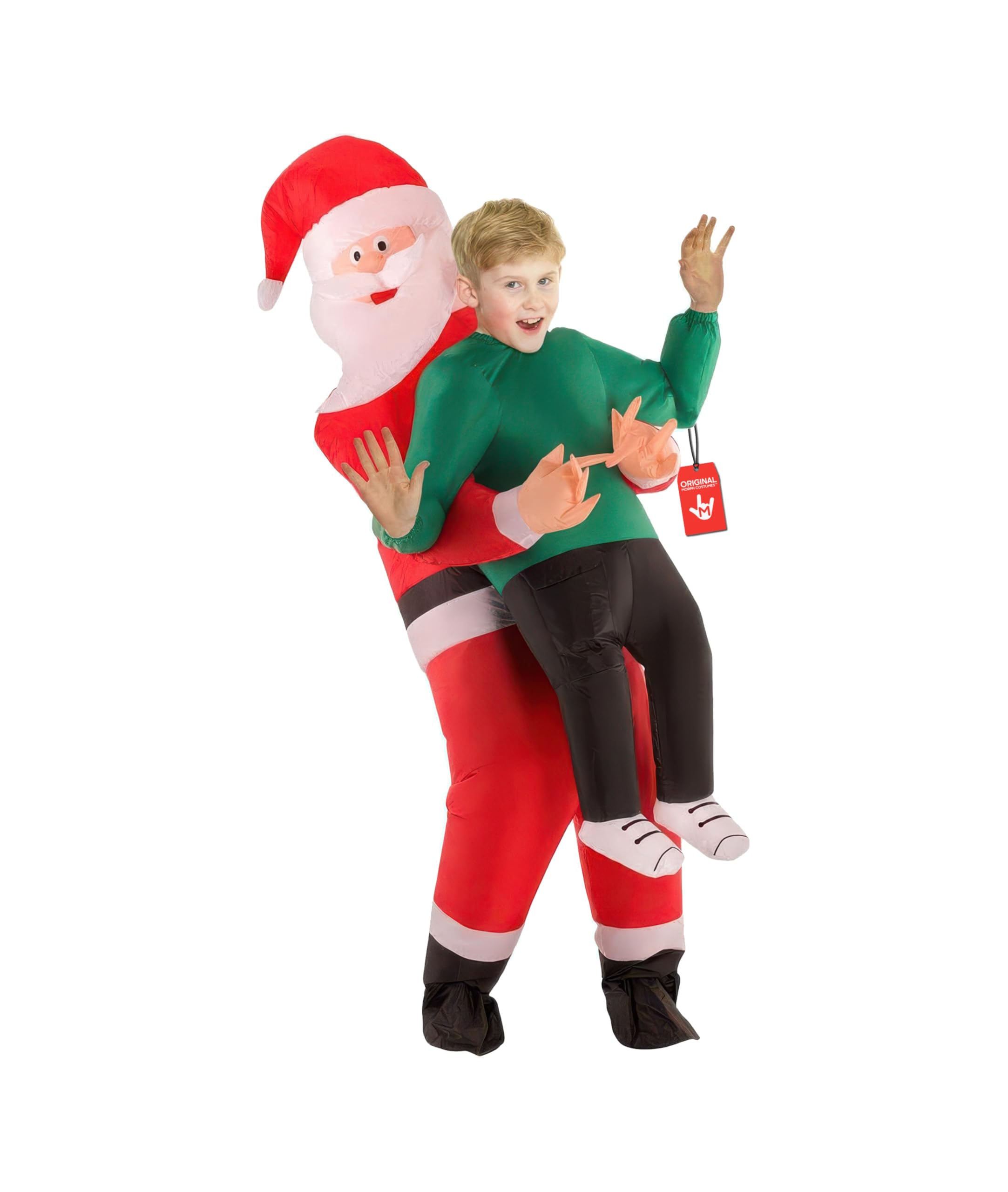 Morph Aufblasbares Weihnachtsmann Kostüm Kinder, Halloween Kostüm | Roter Aufblasanzug mit Ventilator, Weihnachts-Design, Bläst in 60 Sekunden auf, Perfekt für Halloween, Immer ein Hit