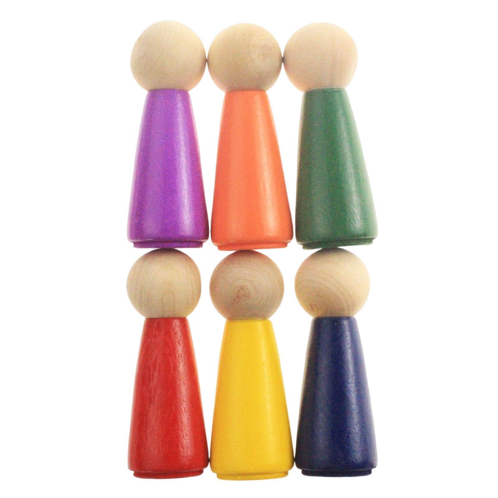 Drburpily Wooden Peg People Toys Encouraging Children’s Artistic Expression Through Colorful Craft Projects And Playful Wedding Decorations Rainbow Peg Dolls Wood People Figure Pretend Play