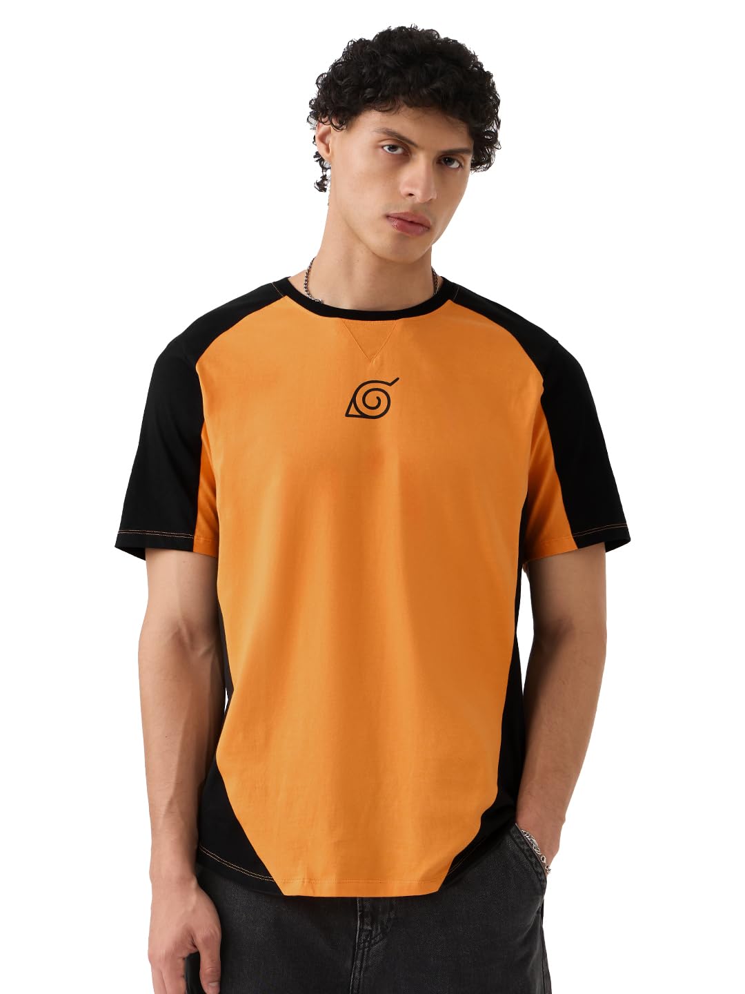 the souled store Naruto Shippuden: Kuramas Curse Men and Boys Short Sleeves Round Neck Orange Regular Fit Drop Cut T-Shirt-picture-33