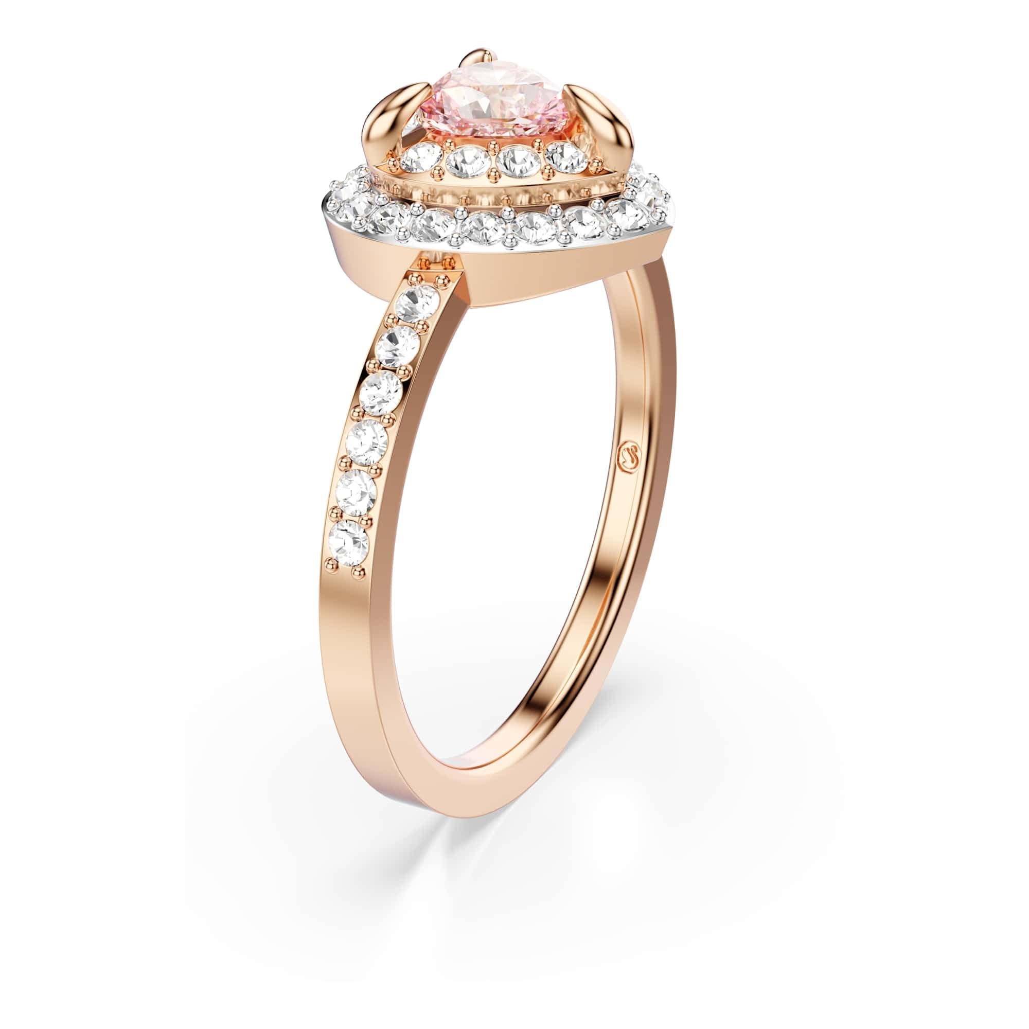 Swarovski One Collezione Anello con motivo, Taglio a cuore, Pavé, Cuore, Rosa, Finitura in metallo misto