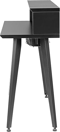 Vista 43 de Gator Frameworks Elite Series - Escritorio con teclado de 61 notas con diseño abatible y paso de cable trasero, acabado gris madera flotante