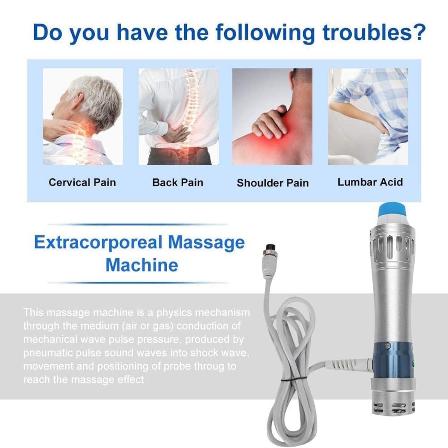 Macchina ad Onde D'urto per Disfunzione Erettile, Dispositivo terapia Focalizzate apparecchio extracorporee fisioterapia Massaggiatore con 10 Teste Per Trattamento Ed e Sollievo dal dolore