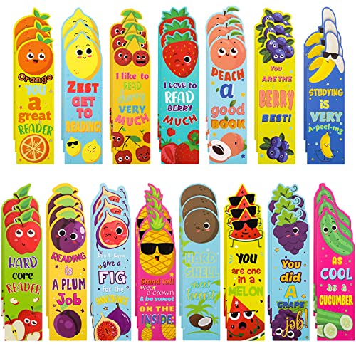Fainne 120 Pieces Scented Bookmarks Cute Fruit and Sniff Bookmarks for Kids for Educational Office School Students Reader Supplies 15 Scents