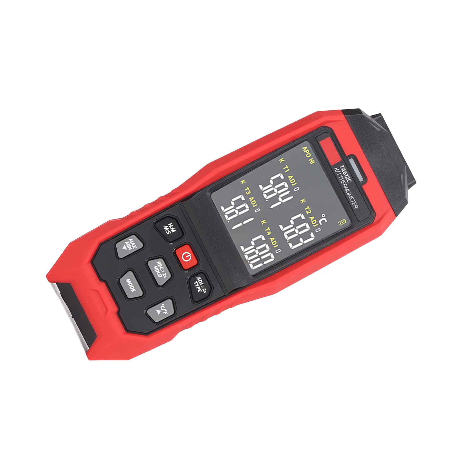 Wakects Thermoelement-Thermometer Vom Typ K, Digitales 4-Kanal-Kontaktthermometer mit USB-Datenprotokollierung, Industrielles ABS-Sondenthermometer für HVAC-Ofentests Im Labor, -328℉ Bis 2501℉