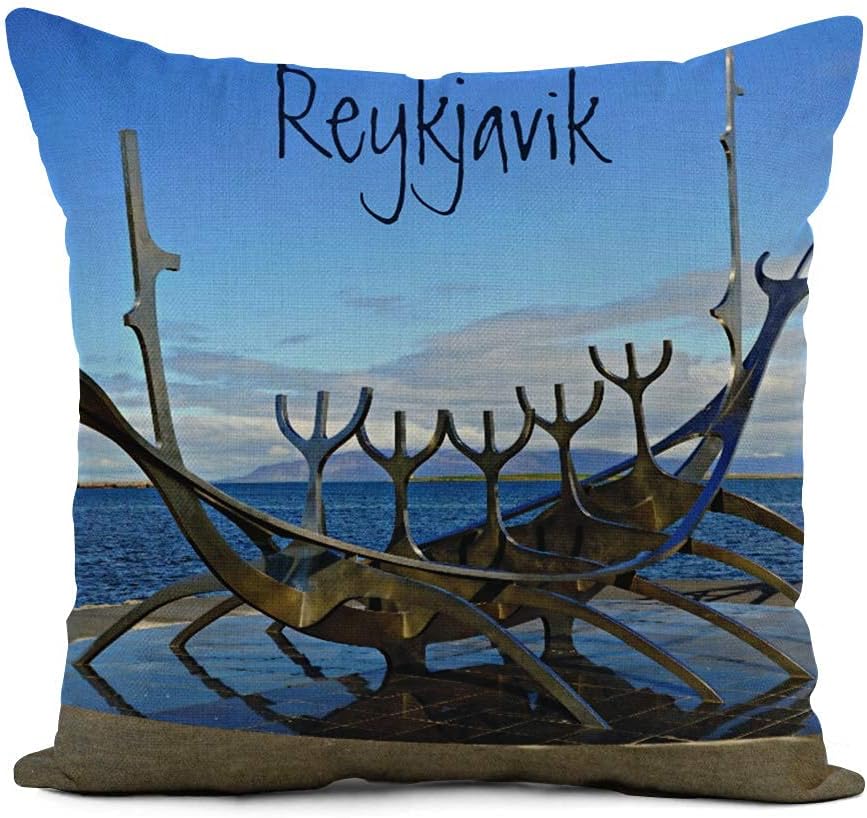 Cushion Cover Solfar Reykjavik Iceland Sun Voyager Arctic Icelandic City Shore Pillowcases Print Throw Cushion Cover Indoor Pillow Cover For Birthday Gifts, Boys, 45X45Cm
