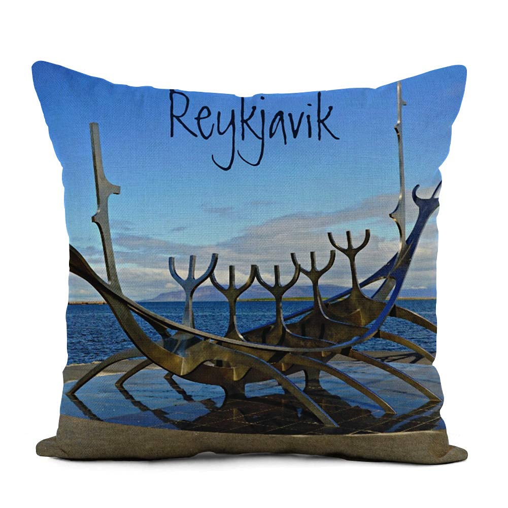 Cushion Cover Solfar Reykjavik Iceland Sun Voyager Arctic Icelandic City Shore Pillowcases Print Throw Cushion Cover Indoor Pillow Cover For Birthday Gifts, Boys, 45X45Cm