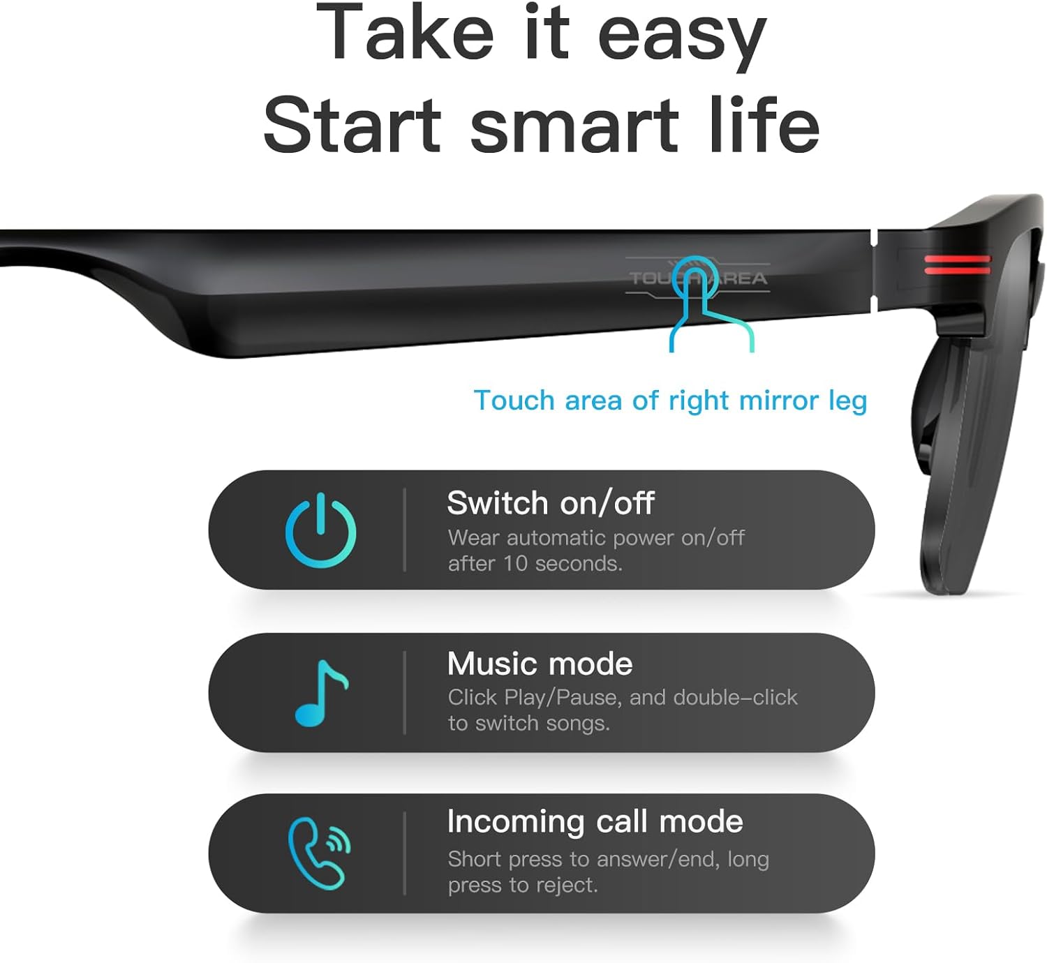Smart Sunglasses Smart Wireless Headphone Sunglasses Open Ear Music and Calls Bluetooth Glasses with Speakers & Microphone UV Protection Sunglasses with Replacement Lenses for Women Men