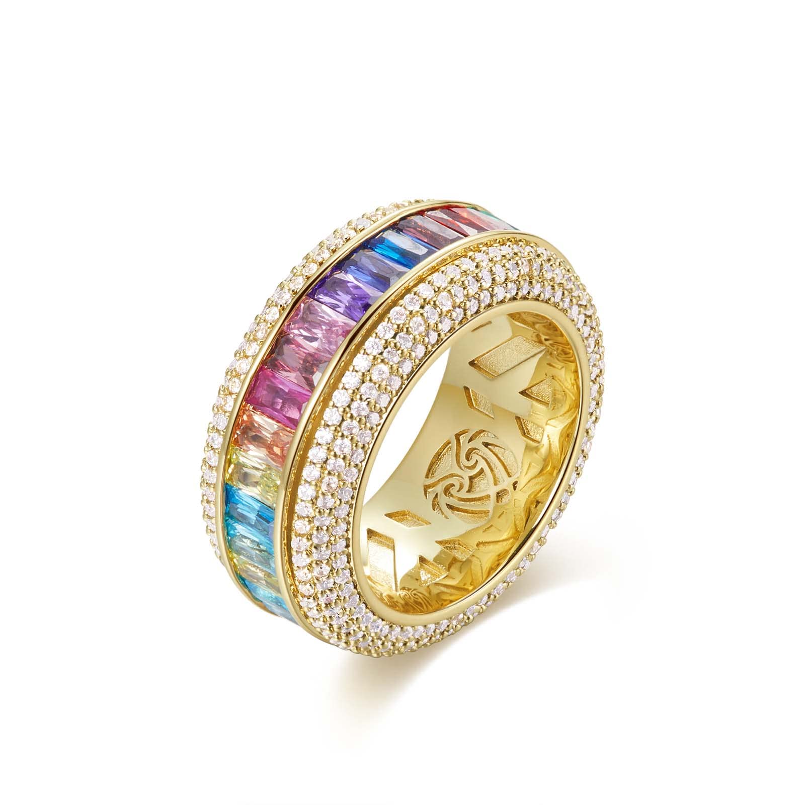 PHENGEL Cubic Zirconia Ring For Men Anxiety Rotating Stress Relief ...