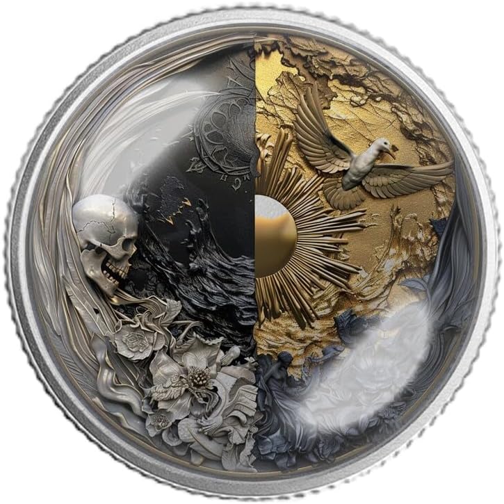 Skull Eagle Split Sobriety Coin | Personalized AA NA Recovery Token | Custom Name Sobriety Date | Gold or Silver | Sobriety Chip Gift (Gold)