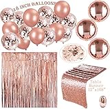 122 pc Rose Gold Party Decorations & Bridal Shower Decorations | 18 in Rose Gold Balloons (confetti