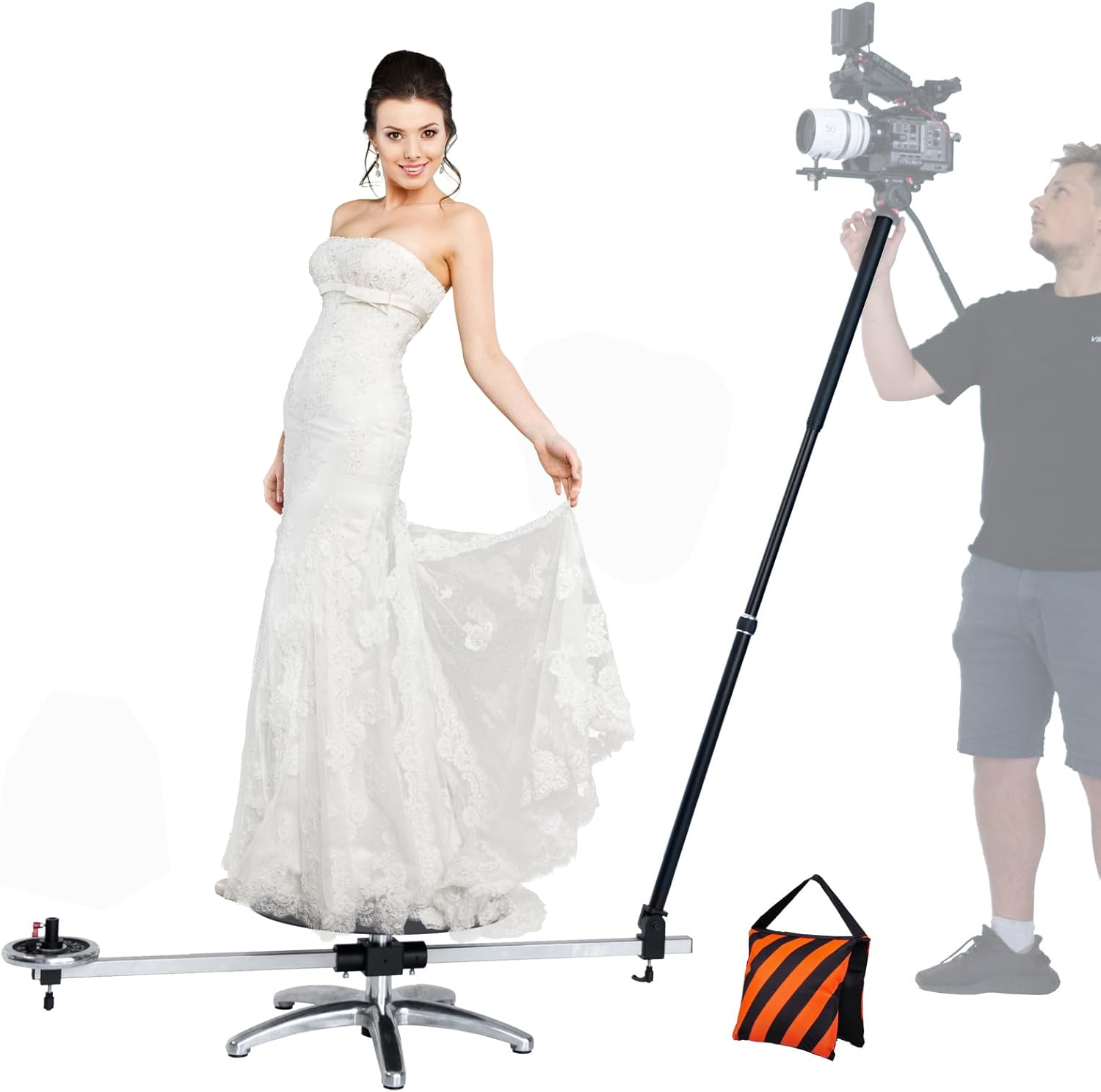 360 Degree Large Photography Turntable,440LB Load Camera Spinning Rig for Filmmaker/Videographer 360 Women Dress Video Shoot Epic Commercial Video Advertising/Music MV-Slow Motion and Bullet-time