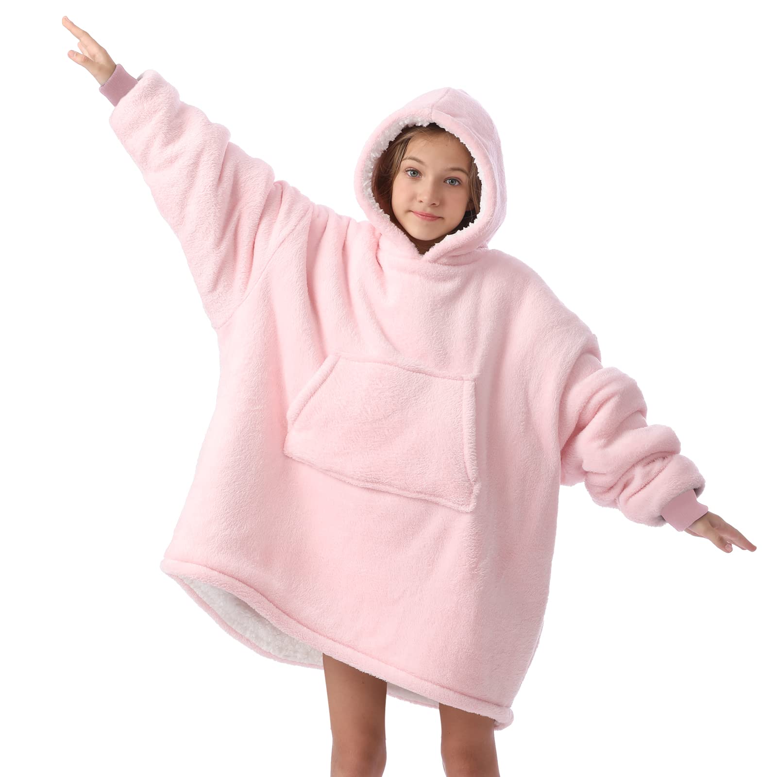 Pro Maison Hoodie Blanket Super Sherpa Fleece Oversized Wearable Blanket Warm Big Hooded Sweatshirt for Women Girls Teenagers Teens Adults Men Friends