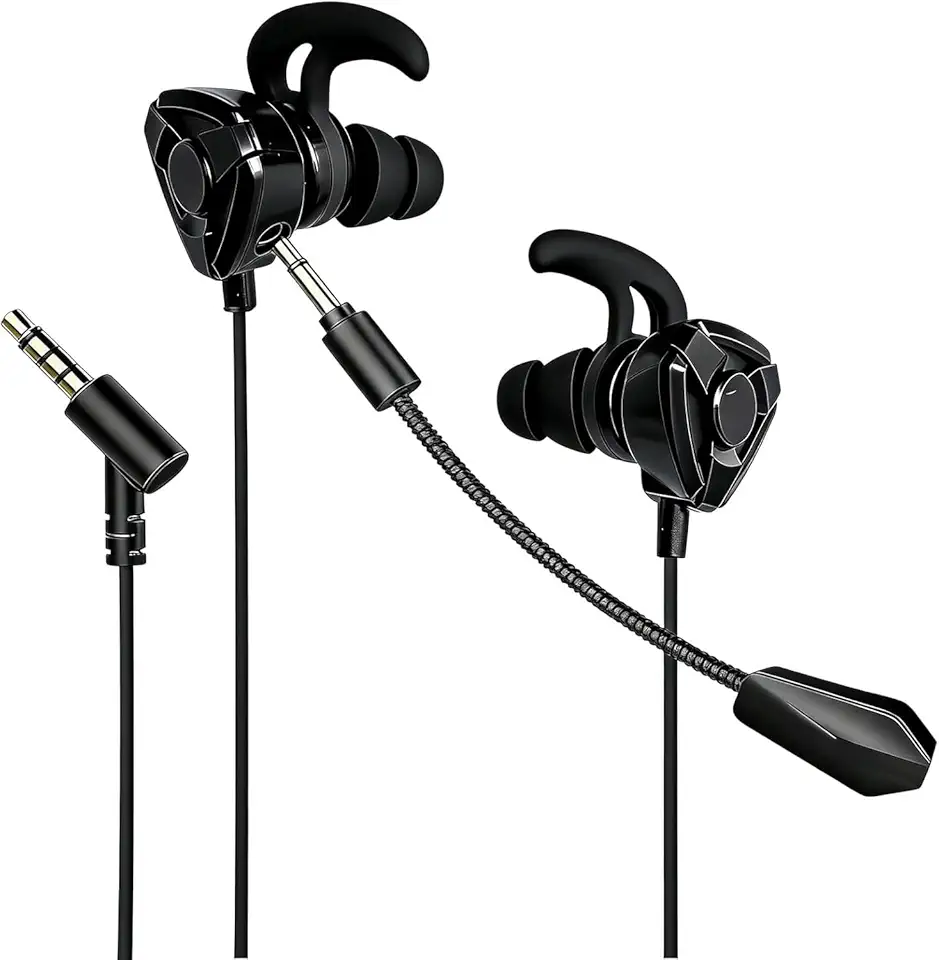 Fones de ouvido com microfone para jogos, fones com fio para jogos, compatíveis com PC, PS4, PS5, Xbox One, fones estéreos com graves destacáveis, cancelamento de ruído, com microfone (negro)