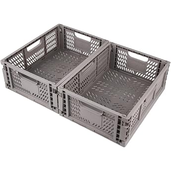 Spesh Pack of 2 Folding Boxes, Foldable Storage Basket, Plastic Folding Boxes, Plastic, Sturdy Storage Boxes for Children's R