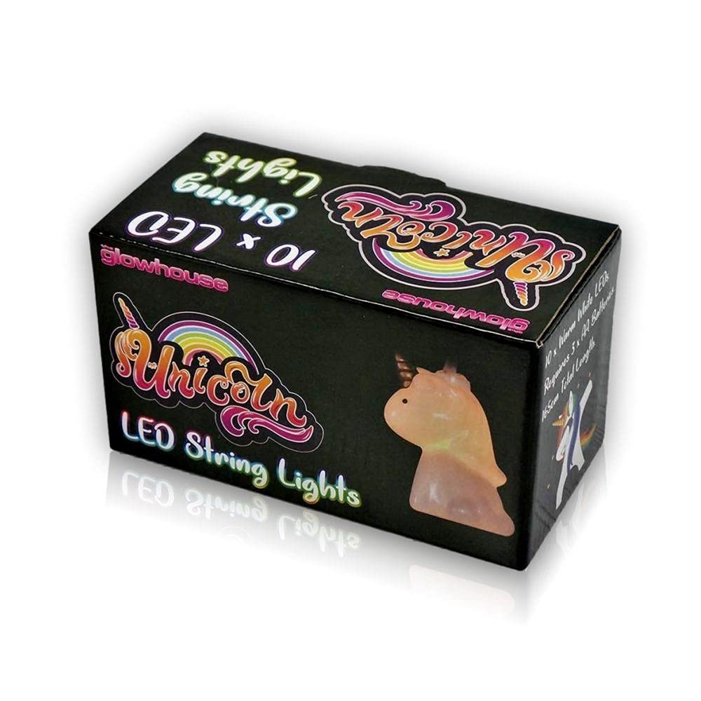 The Glowhouse Warm White Premium Unicorn Fairy Lights 2M Length Indoor String Lights 10 X Leds