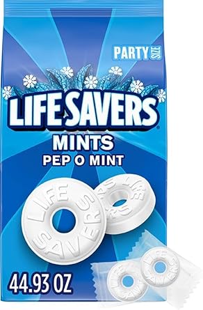 LIFE SAVERS Pep O Mint Hard Candy, Individually Wrapped, Party Size, 2.8 lb