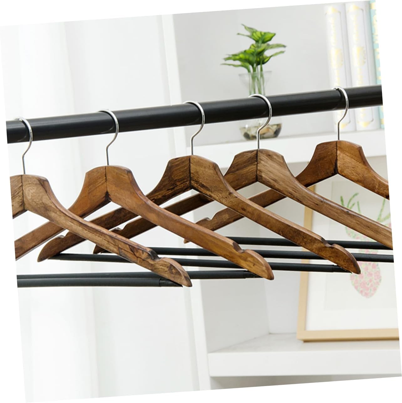 MAGICLULU 2pcs Wooden Hangers Solid Hardwood Suit Hangers Cedar Coating Over Door