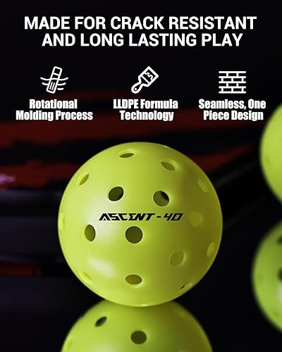 Miniatura 5 de Warping Point Outdoor Pickleball Balls USAPA Approved  4 Pack, 12 Pack  40 Holes Competition Pickle Balls for Tournament Play  Crack Resistant