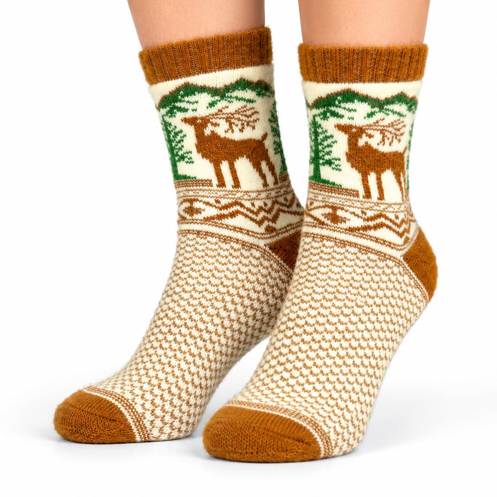 Image of Angora Wool Socks - Machine Washable Dry-Foot Fuzzy Warm Breathable Soft Unisex Indoor /Outdoor Socks for Women and Men