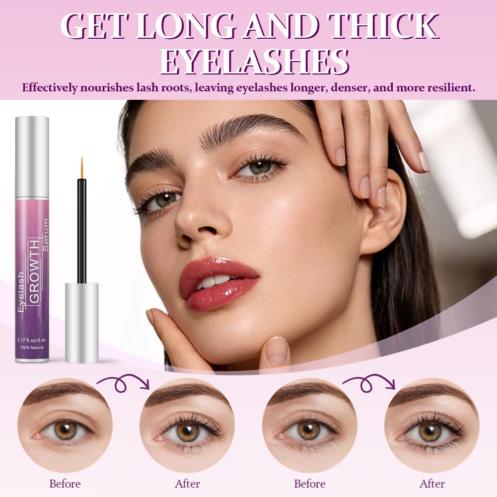 AUYAO Serum do rzęs do cienkich i łamliwych rzęs, naturalne serum do szybszego wzrostu rzęs, pełniejszy i dłuższy wzrost, wspomaga wzrost rzęs, wzmocnienie rzęs, 5 ml