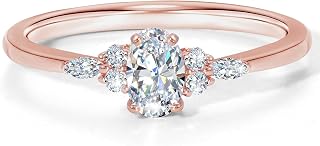 Oval Engagement Rings for Women, Dainty Gold Silver Rose Gold Plated Cubic Zirconia&Peridot&Opal Band, Promise Ring Non Tarnish, Size 5-10