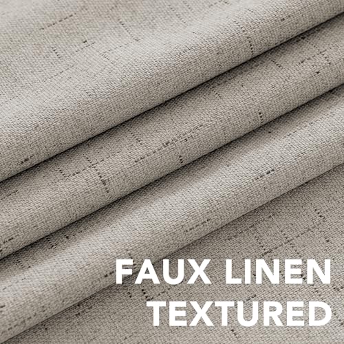 Image of H.VERSAILTEX Linen Blackout Curtains Durable Thick Textured Linen Look 100% Blackout Patio Door Curtain Anti Rust Grommet Extra Wide Sliding Door Curtain Panel, W100 x L96 inch - Stone