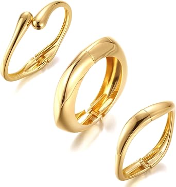 3 Pcs GGold Bangles for Women Cuff Bracelet Gold Bracelet Jewellery for Women, Set of 3 Chunky Gold Bangles for Womenn, GGold Plated Bangle for Womenn, Chunky Open Cuff BanglesGold Jewellery
