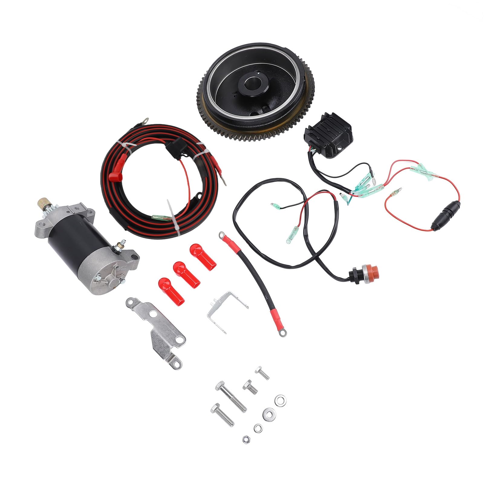 Außenbordmotor-Starter-Set, professionelles, langlebiges elektrisches Außenbordmotor-Starter-Ersatz-Komplettset für 4-Takt-20-PS-Schiffsbootmotoren, Aluminium, Eisen, Kunststoff,