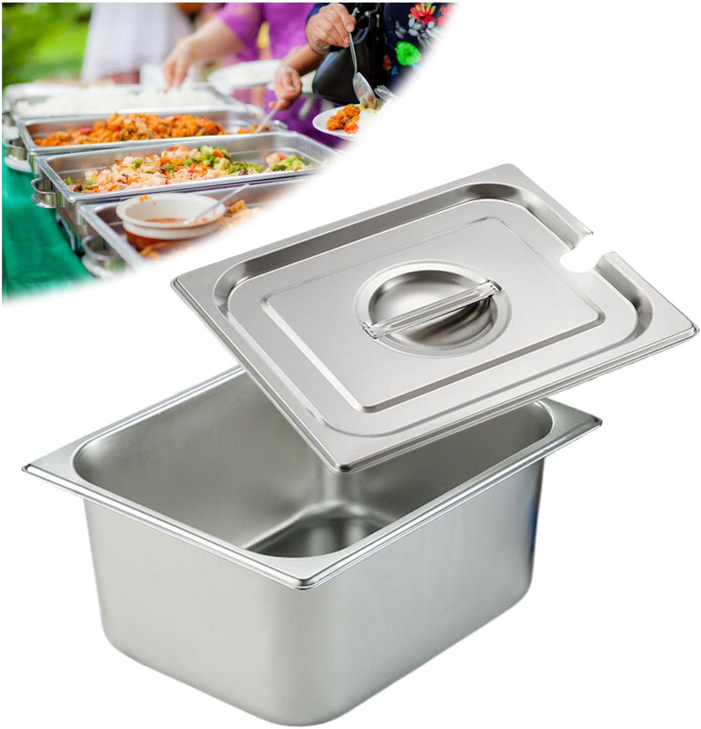 Commercial Cookwares Deep Pan for Food,Restaurant Steam Table Pans Container Stainless Steel,Hotel Buffet Pan Full Size,1/4（26.5 * 16.2cm）,15cm