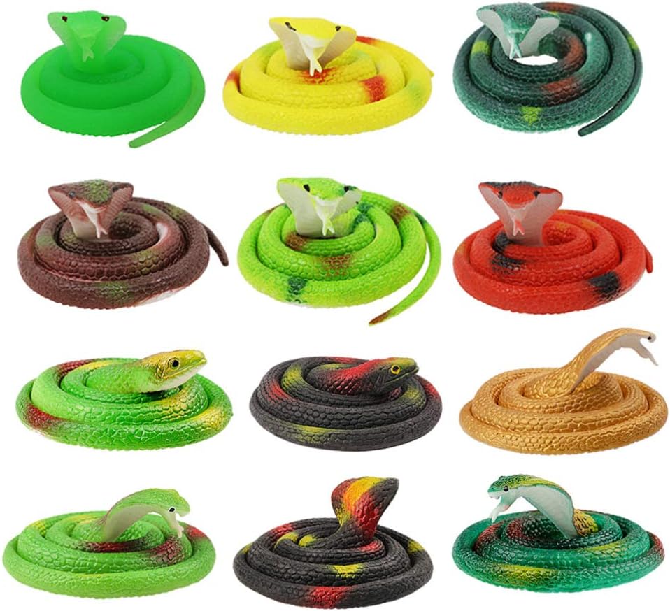 12 Pack Rubber Snakes to Keep Birds Away, 26 Inch Realistic Rubber